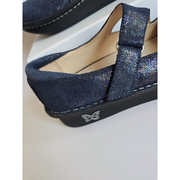 Alegria Dayna Navy Blue Sparkle Glitter Leather Mary Jane Y2K 90s Shoes 38 8 8.5 - Picture 3 of 12